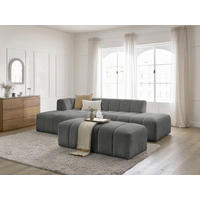 ECKSOFA  ANNECY Dunkelgrau Bouclé  - Dunkelgrau/Schwarz, MODERN, Kunststoff/Textil (170/262cm)