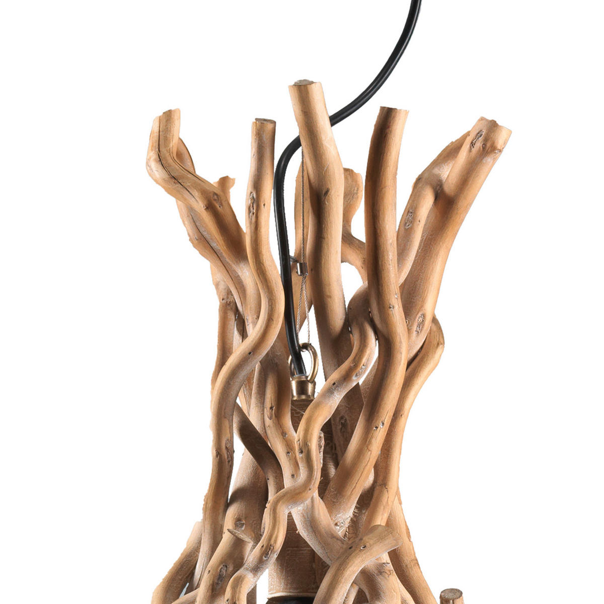 HÄNGELEUCHTE 34/34/125 cm   - Schwarz/Akaziefarben, Natur, Holz/Metall (34/34/125cm)