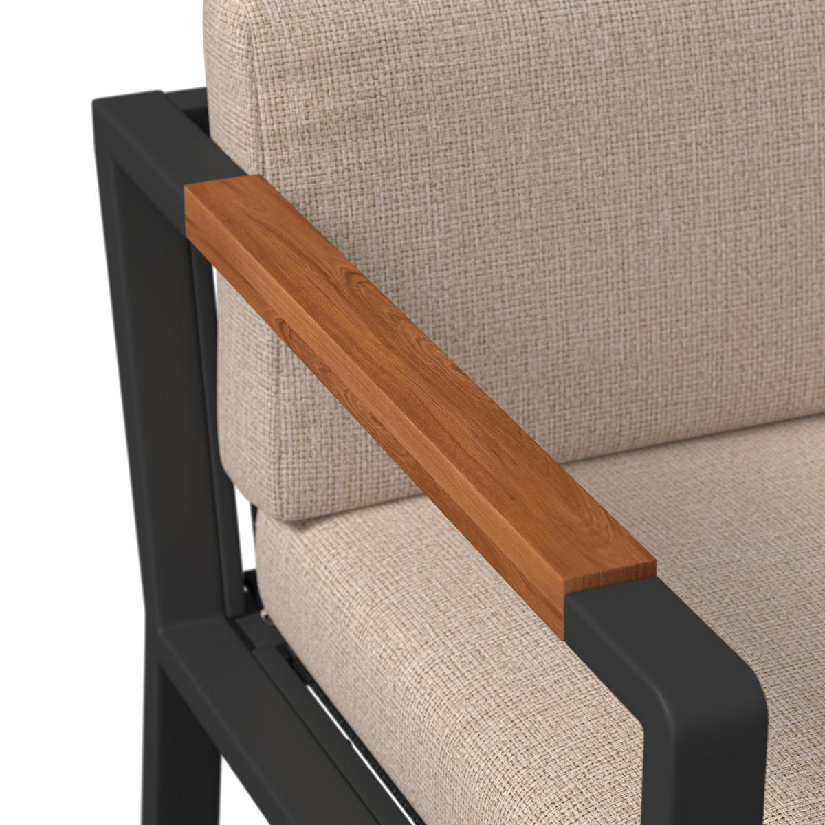 LOUNGEGARNITUR Akazie massiv Stahl  - Dunkelgrau/Beige, MODERN, Holz/Metall (206l) - Ambia Garden