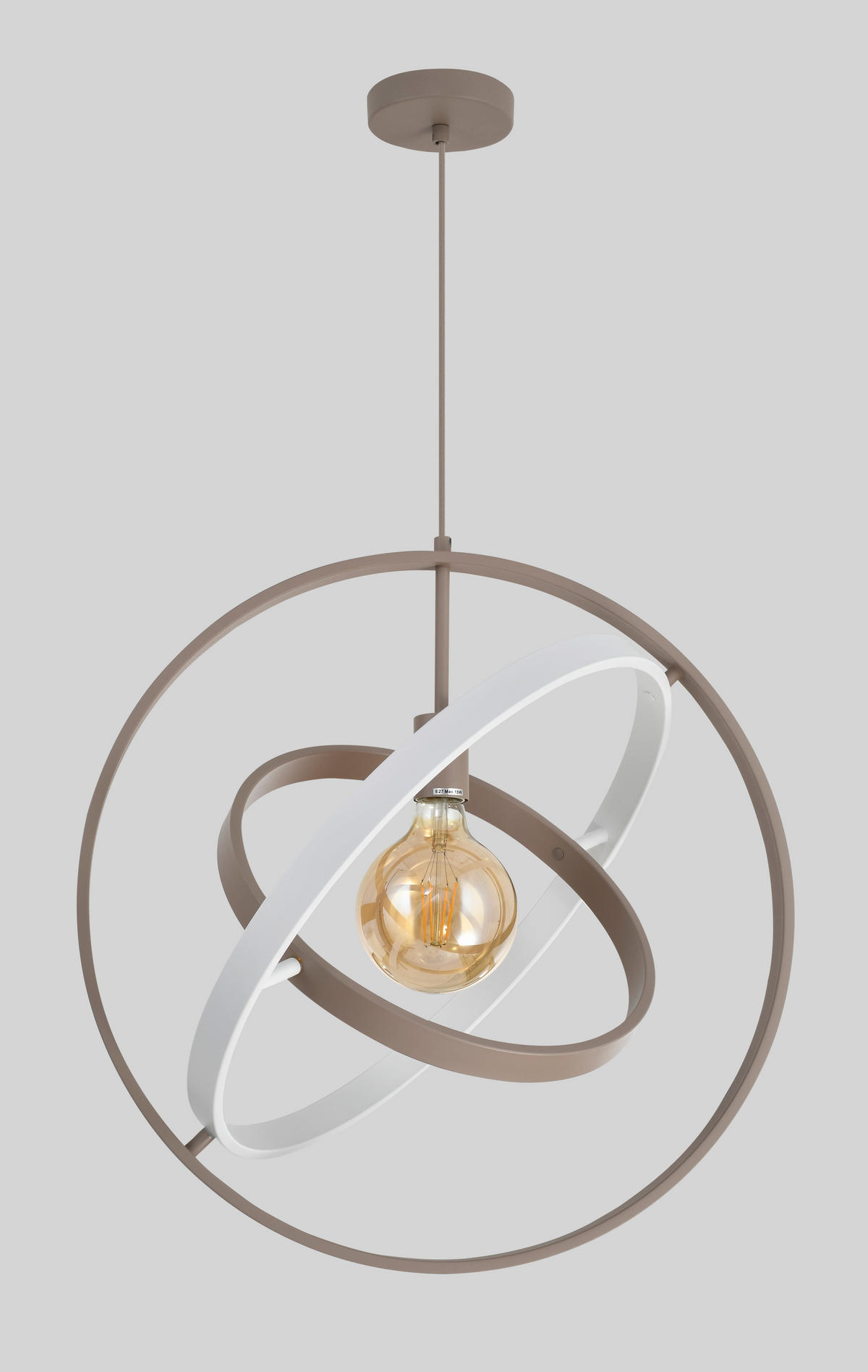 PENDELLEUCHTE Montpellier 55/150/49 cm  - Sandfarben/Weiß, Design, Kunststoff/Metall (55/150/49cm)