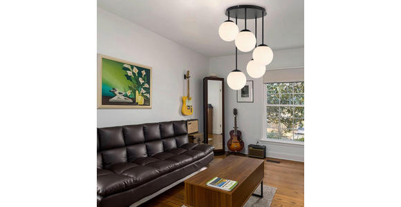 HÄNGELEUCHTE 42/59,5 cm  - Schwarz/Weiß, Trend, Glas/Metall (42/59,5cm) - Novel