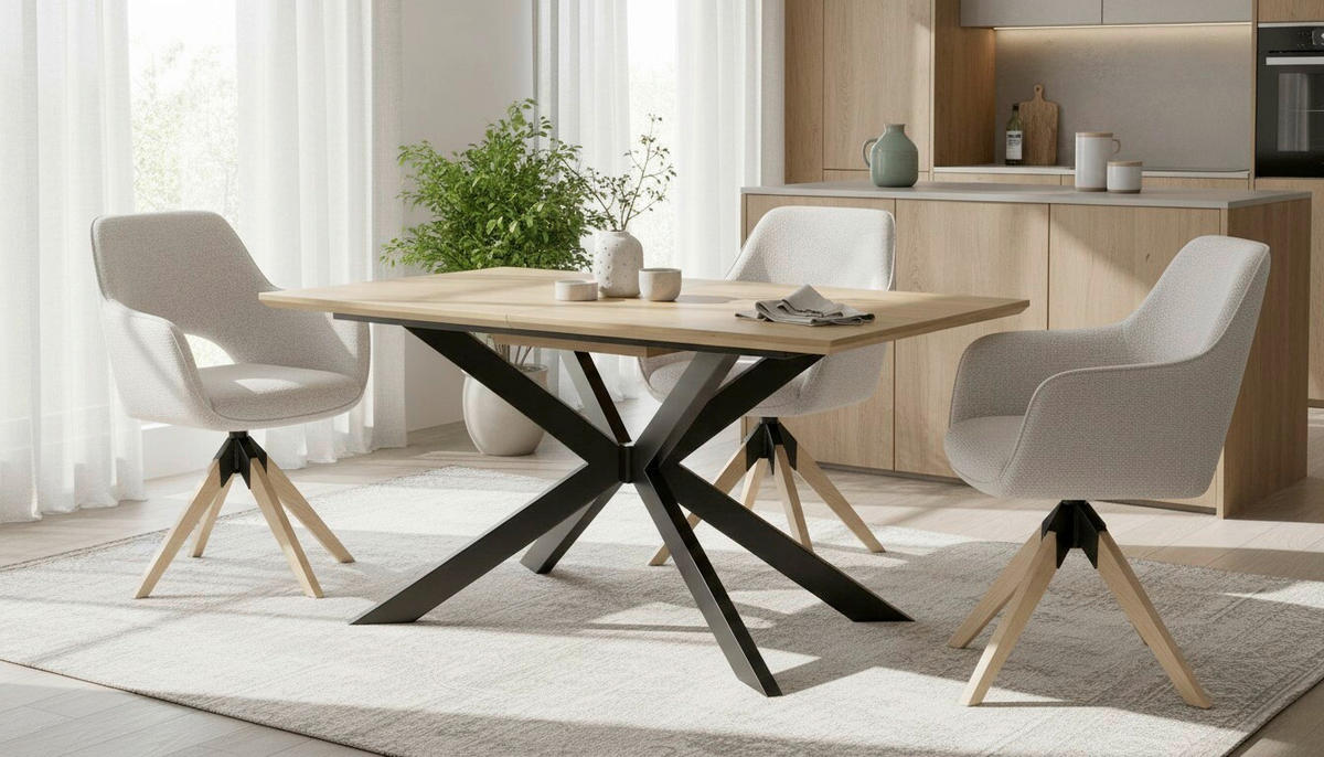 STOLICA S NASLONOM ZA RUKE  boje hrasta, bež  drvo, metal, tekstil      - boje hrasta/bež, Moderno, drvo/metal (60/89/65,5cm) - Livetastic