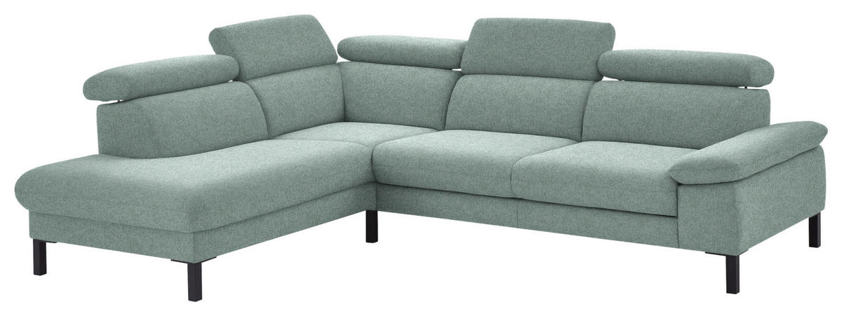 ECKSOFA in Flachgewebe Mintgrün  - Schwarz/Mintgrün, Design, Holzwerkstoff/Textil (217/272cm) - Pure Home Comfort