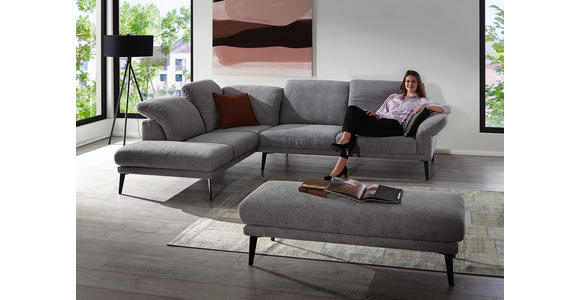 WOHNLANDSCHAFT in Textil Grau - Schwarz/Grau, Design, Textil/Metall (281/226cm) - Valnatura