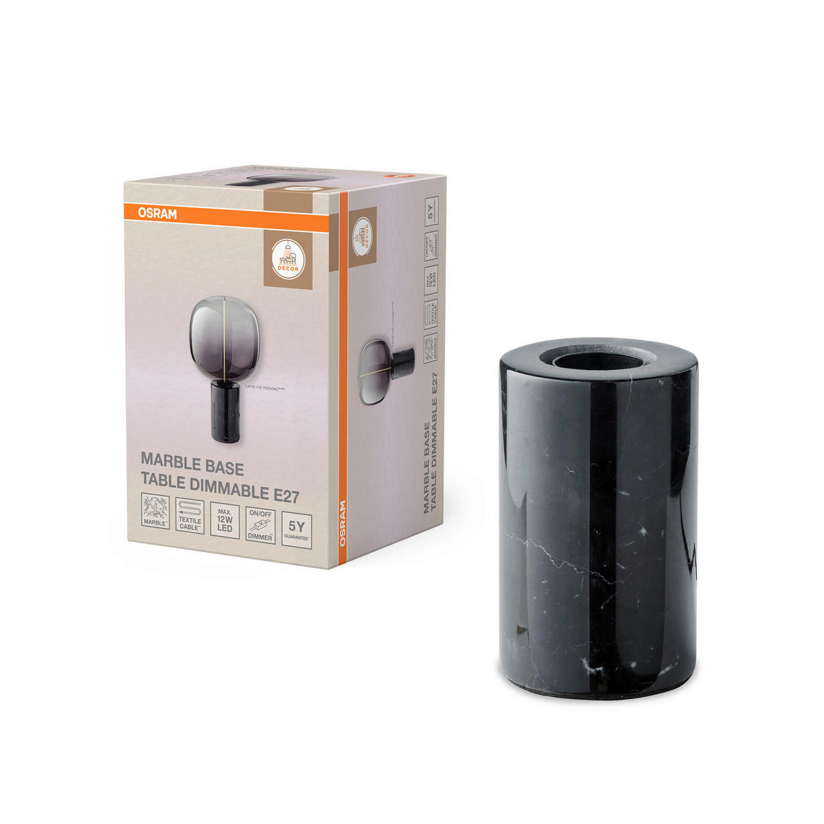 TISCHLEUCHTE 8/13 cm   - Schwarz, Basics, Stein (8/13cm) - Osram