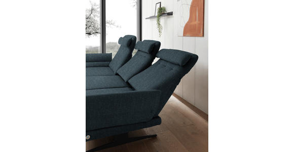 ECKSOFA Petrol Flachgewebe  - Petrol/Schwarz, Design, Textil/Metall (176-217/279-327cm) - Dieter Knoll