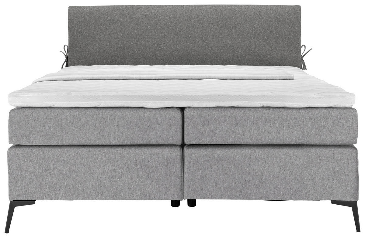 BOXSPRINGBETT 180/200 cm  in Grau, Dunkelgrau  - Dunkelgrau/Schwarz, Design, Textil/Metall (180/200cm) - Hom`in