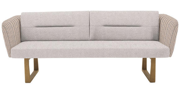 SITZBANK 224/91/69 cm Flachgewebe Hellgrau, Beige massiv Holz  - Eichefarben/Beige, Design, Holz/Textil (224/91/69cm) - Valnatura