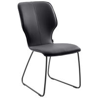 STUHL Echtleder Graphitfarben  - Dunkelgrau/Graphitfarben, Design, Leder/Metall (49/95/63cm) - Musterring