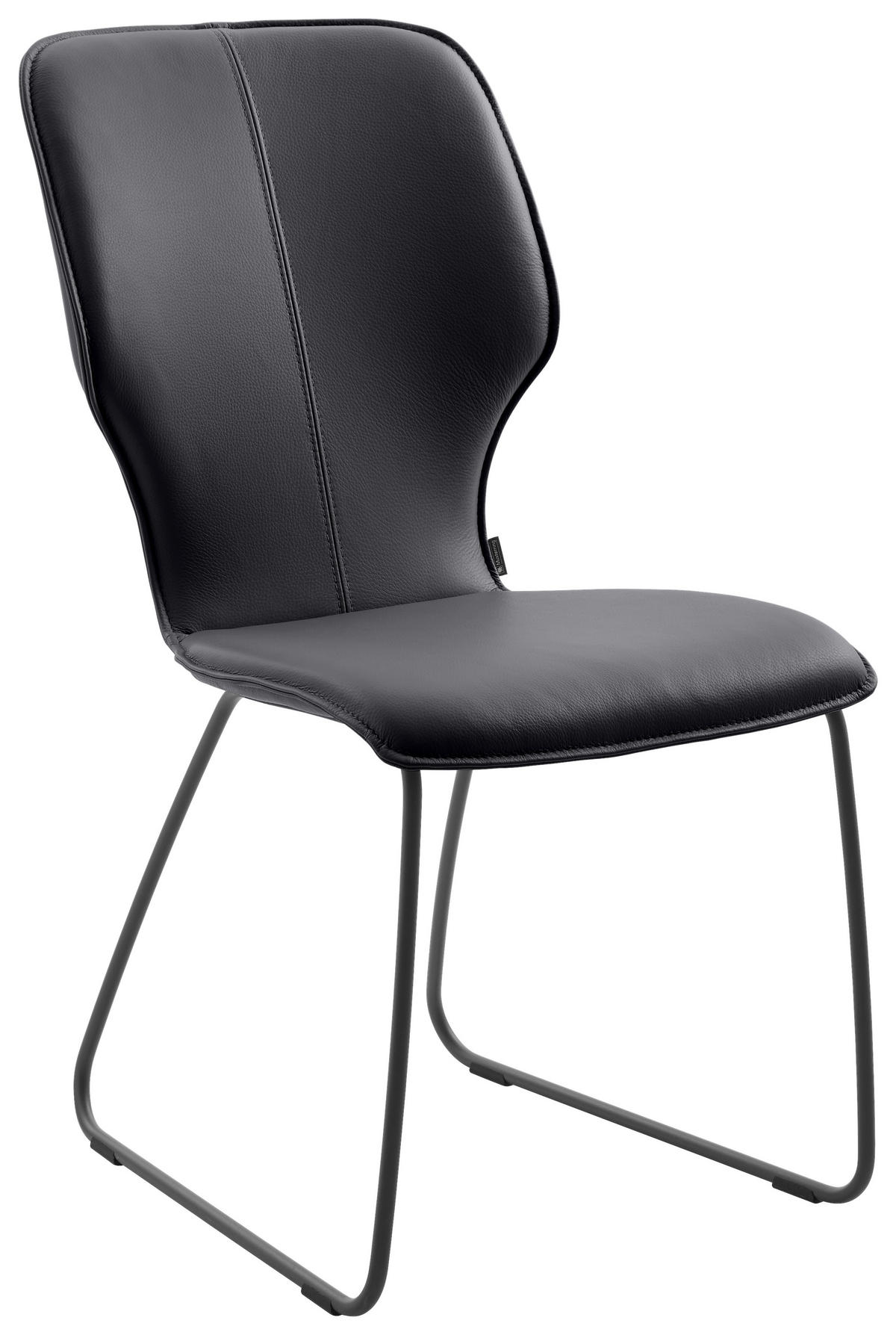 STUHL Echtleder Graphitfarben  - Dunkelgrau/Graphitfarben, Design, Leder/Metall (49/95/63cm) - Musterring