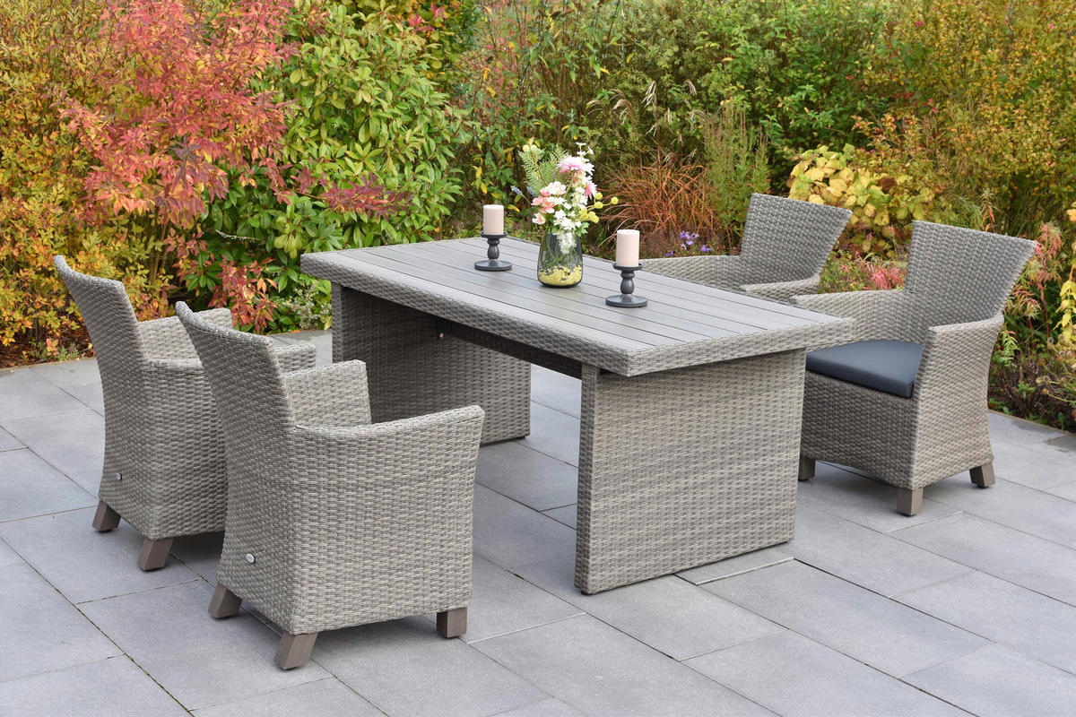 GARTENTISCHGRUPPE AkazieHartholz Aluminium  - Grau, KONVENTIONELL, Holz/Kunststoff - Gardenson