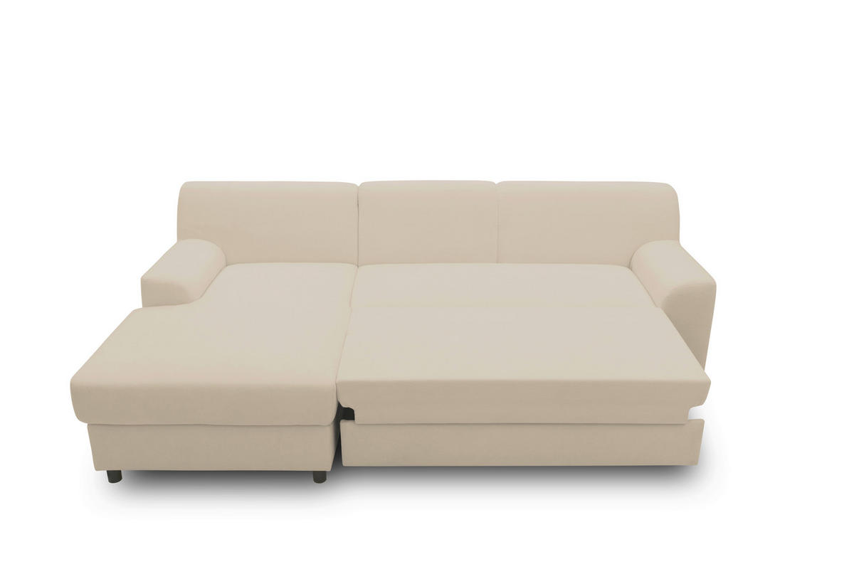 ECKSCHLAFSOFA  CAPRI 2 Beige Mikrofaser  - Beige/Schwarz, Basics, Kunststoff/Textil (146/241cm) - MID.YOU