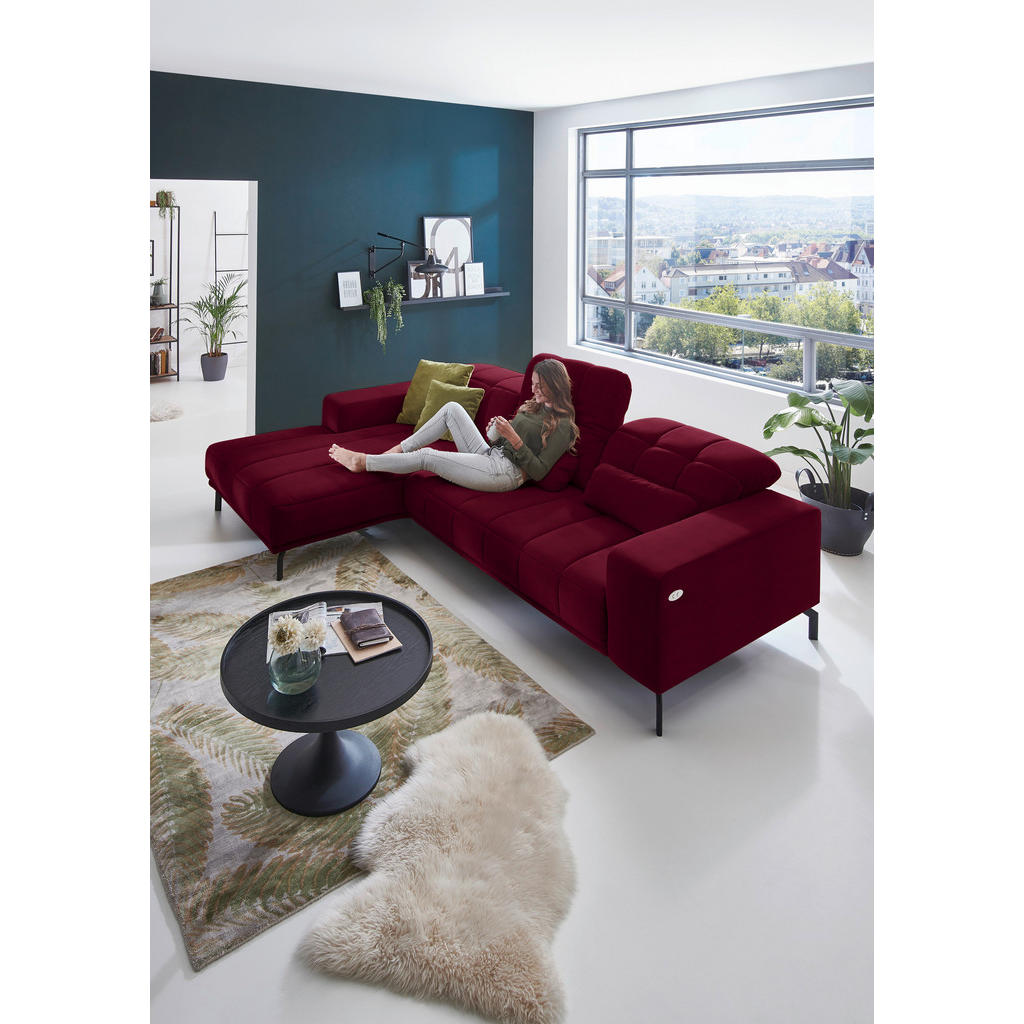 Thumbnail - Beldomo Style Ecksofa, Beere, Textil, 5-Sitzer, Ottomane links, L-Form, 293x195 cm, Goldenes M, Stoffauswahl, seitenverk...