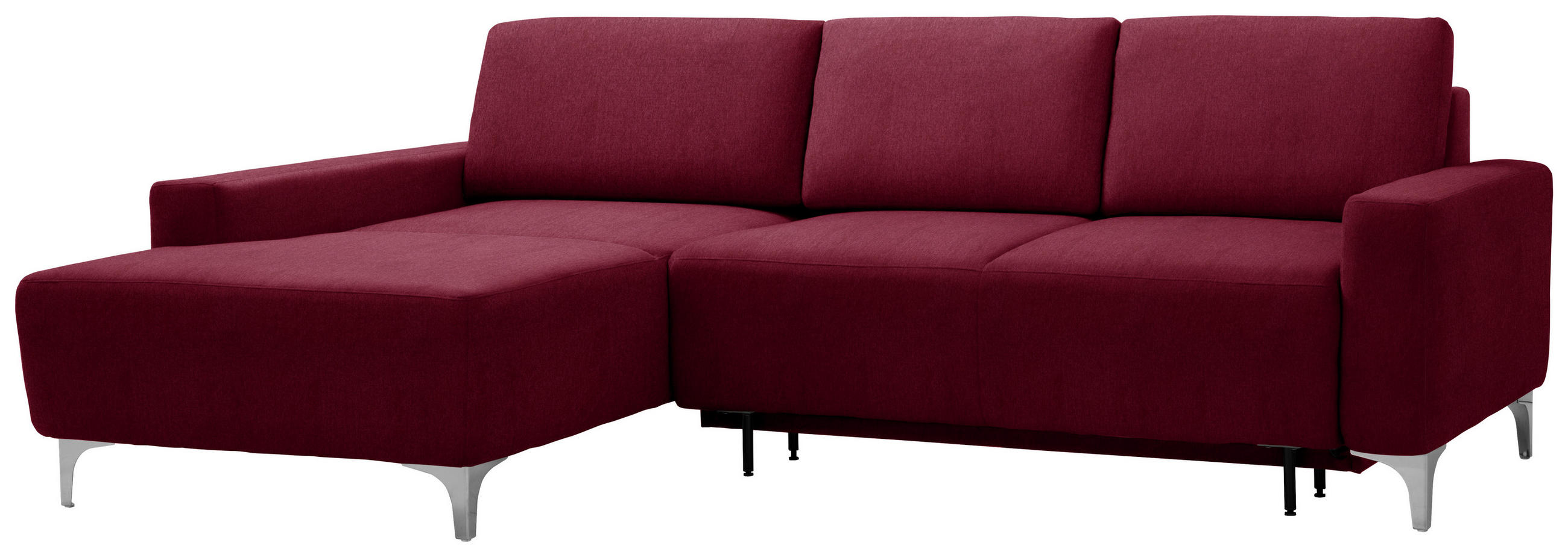 ECKSOFA Rot Chenille  - Rot/Alufarben, Design, Textil/Metall (160/248cm) - Sedda