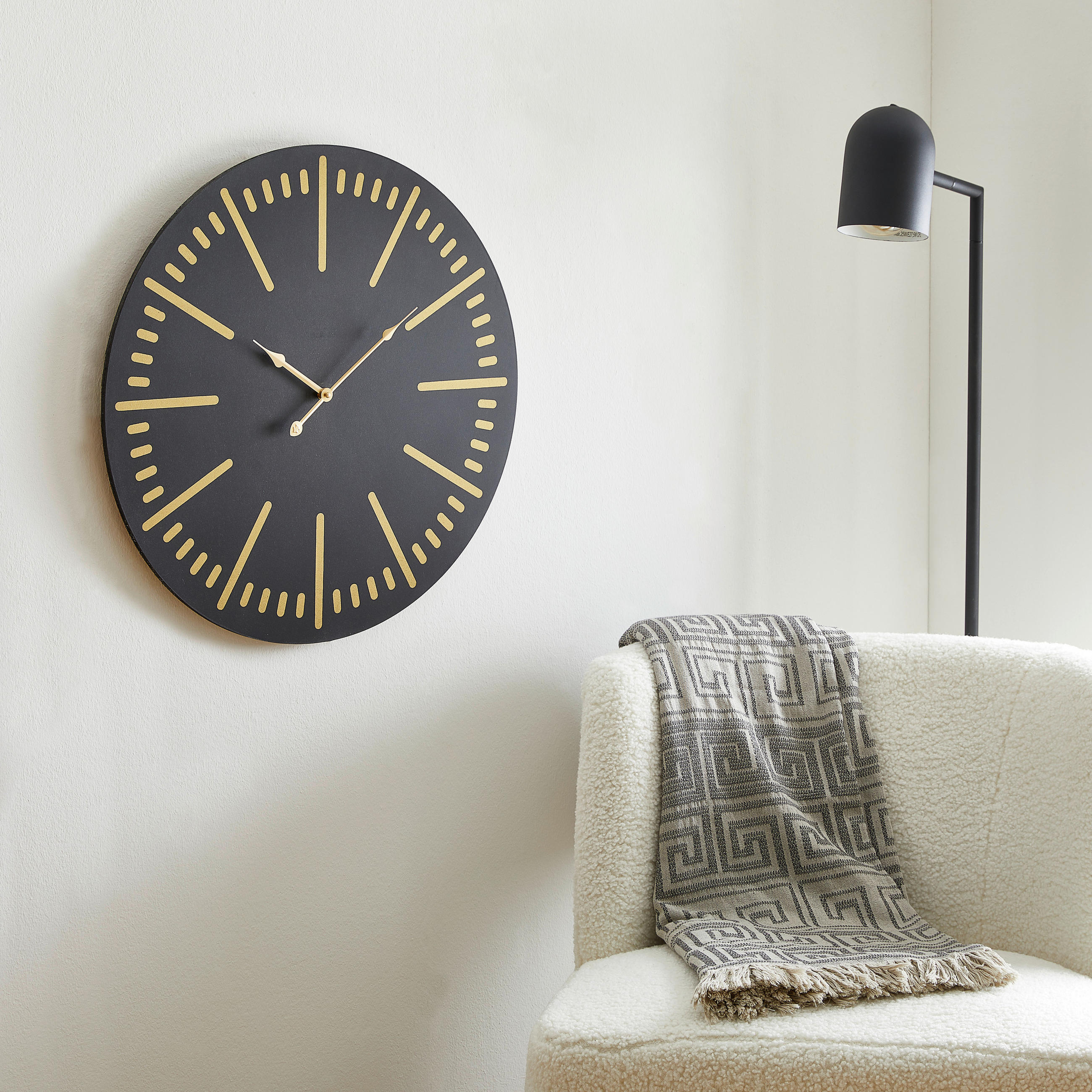 WANDUHR   - Goldfarben/Schwarz, Basics, Holzwerkstoff (60/4,5cm) - Novel