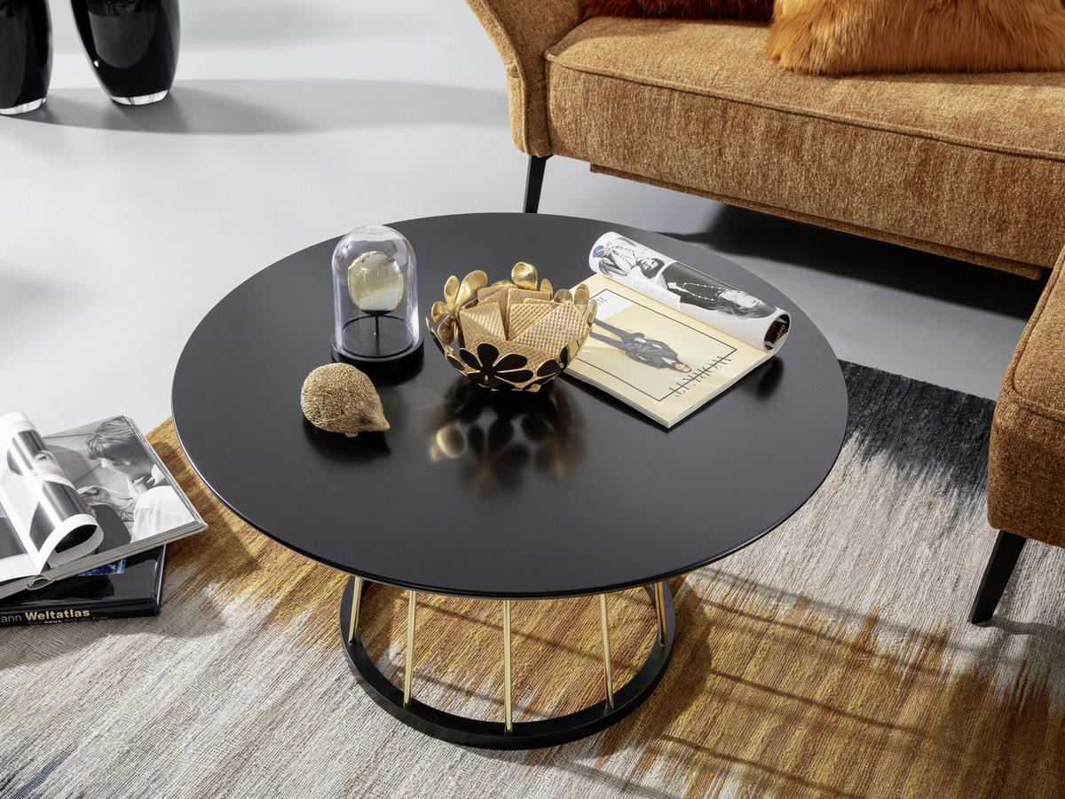 COUCHTISCH in Holzwerkstoff 80/80/42 cm  - Goldfarben/Schwarz, Modern, Holzwerkstoff/Metall (80/80/42cm) - MID.YOU