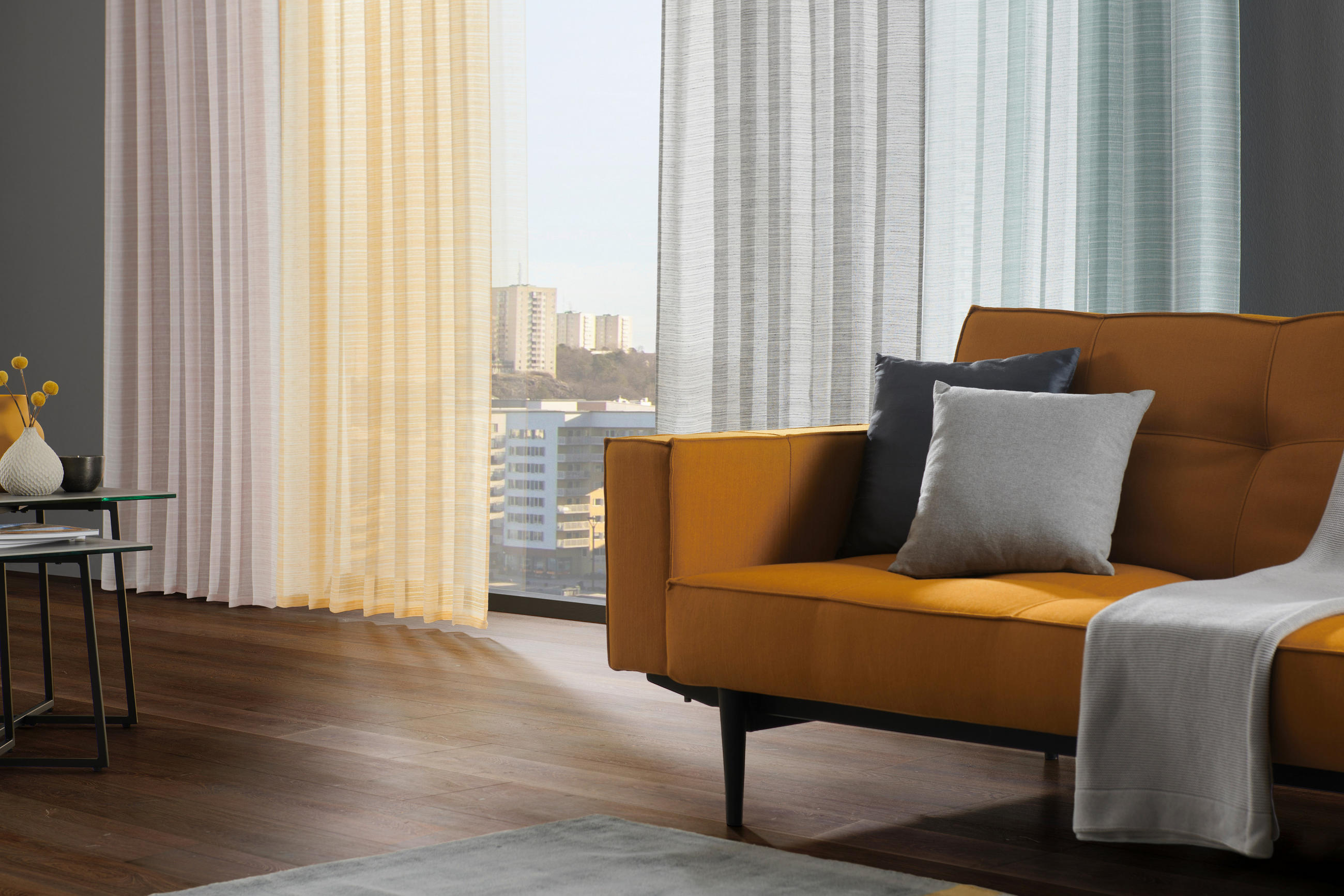 KÉSZFÜGGÖNY áttetsző  - szürke, Design, textil (140/245cm) - Esposa