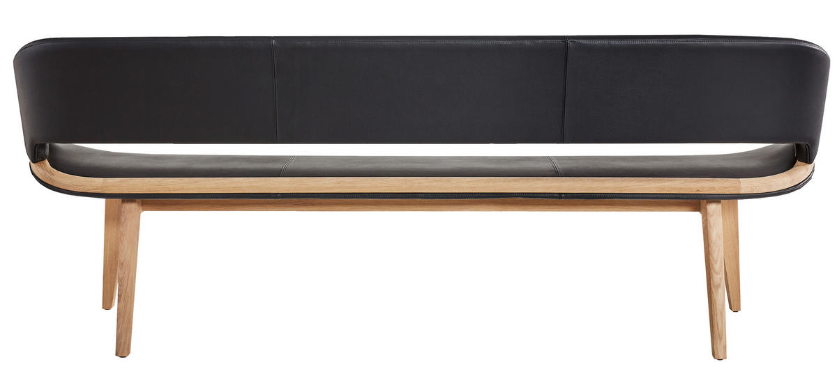 KLUPA  crna, boje hrasta  drvo, koža      - boje hrasta/crna, Moderno, koža/drvo (200/83/61cm) - Voglauer
