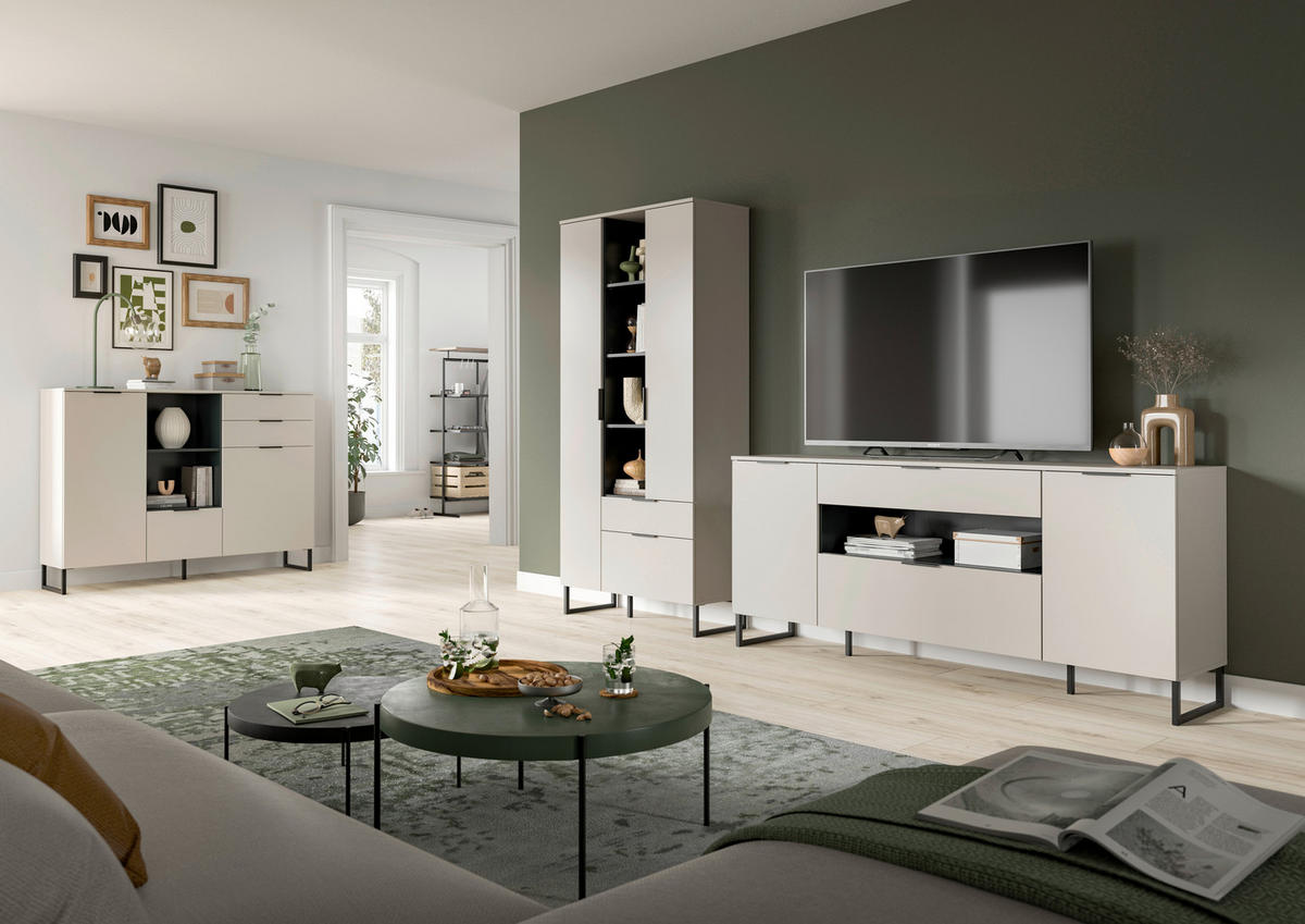 SZEKRÉNYSOR fekete, kasmírszínű  - kasmírszínű/fekete, Design, faalapú anyag/fém (290/192/41cm) - Livetastic