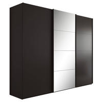 SCHWEBETÜRENSCHRANK 271/223/68 cm,  in Graphitfarben, 3 Tür(en)  - Graphitfarben, KONVENTIONELL, Glas/Holzwerkstoff (271/223/68cm) - home24