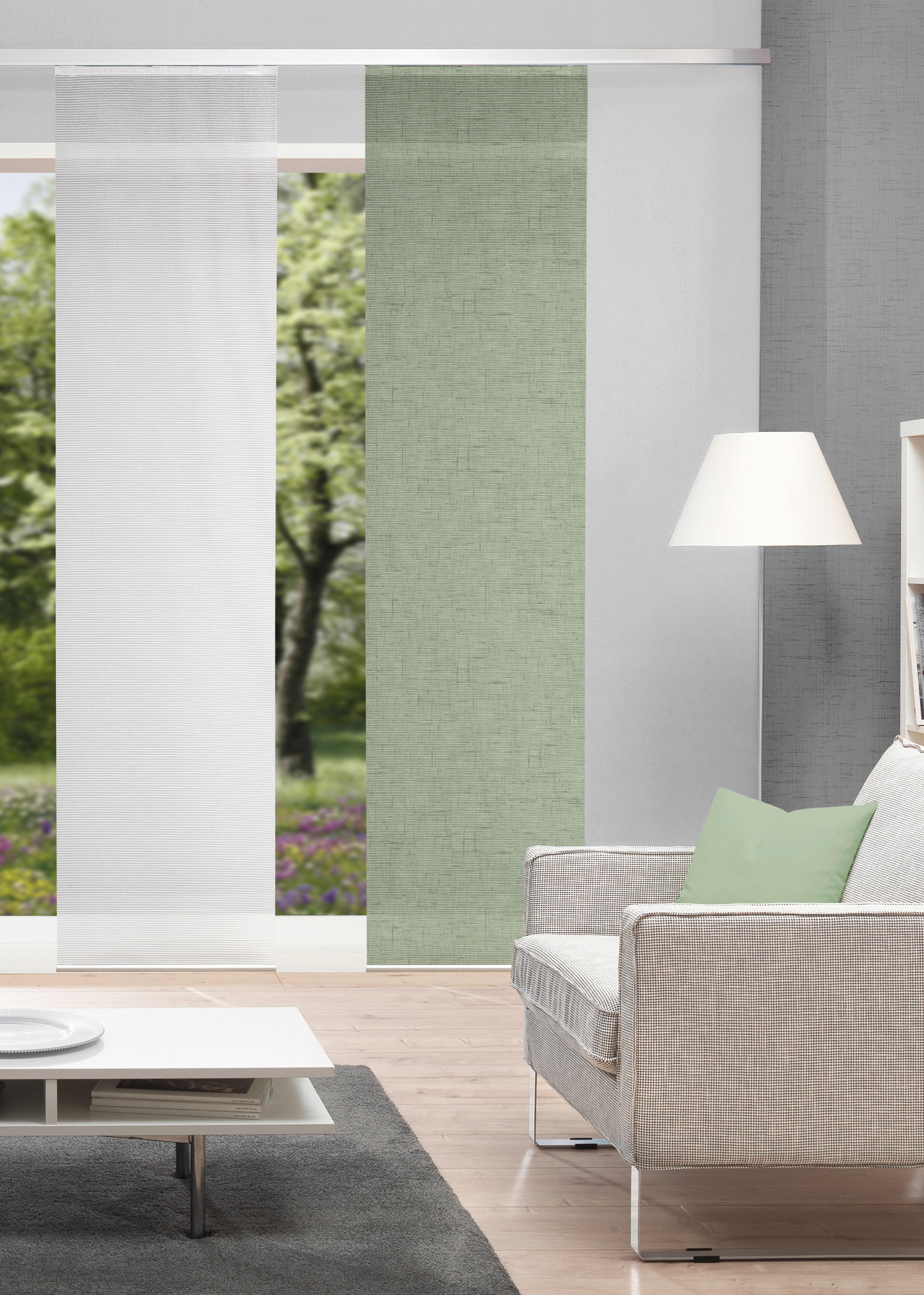 FLÄCHENVORHANG   halbtransparent   60/260 cm  - Salbeigrün, Basics, Textil (60/260cm)