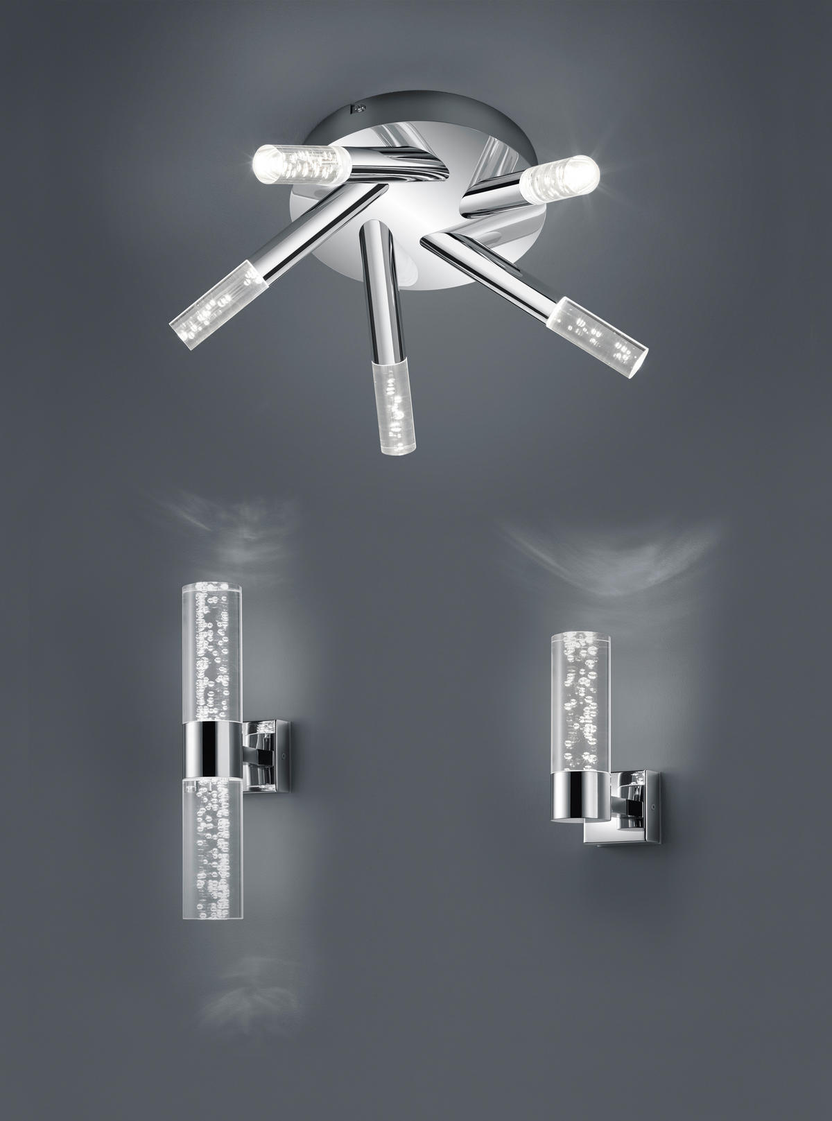 BADEZIMMER-DECKENLEUCHTE Bolsa 41,5/16,5 cm   - Klar/Chromfarben, Design, Kunststoff/Metall (41,5/16,5cm) - Trio Leuchten