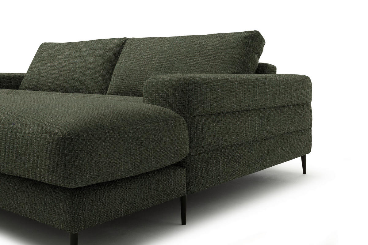 ECKSOFA in Flachgewebe Dunkelgrün  253/177 cm  - Dunkelgrün/Schwarz, Design, Textil/Metall (253/177cm) - Dieter Knoll
