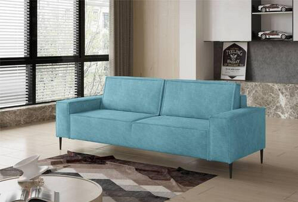 BÄDDSOFFA i vävt tyg blå  - blå/svart, Design, metall/textil (240/89/103cm) - MID.YOU