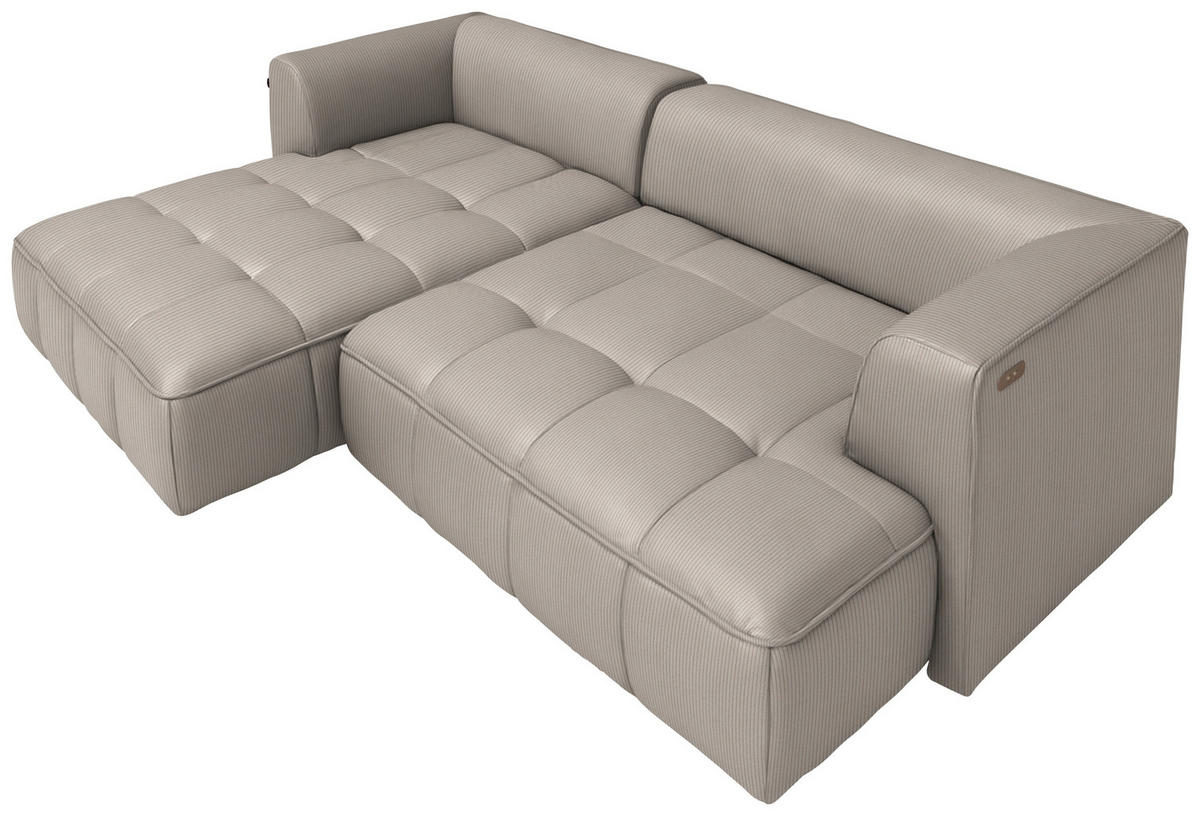 ECKSOFA Feincord Taupe  - Taupe/Schwarz, Design, Kunststoff/Textil (188/288cm) - Welnova