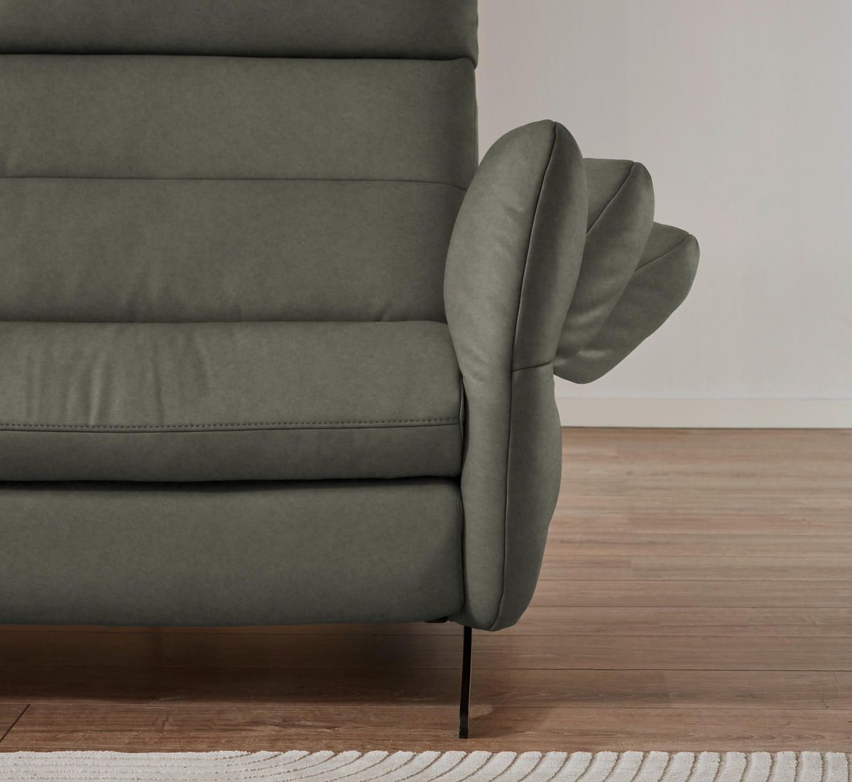 ECKSOFA in Echtleder Grau  - Schwarz/Grau, Design, Leder/Metall (169/298cm) - Dieter Knoll