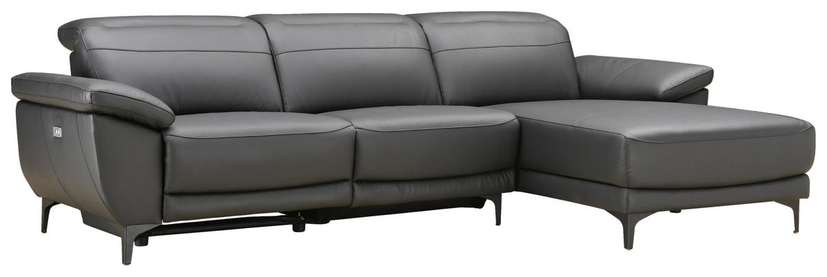 ECKSOFA inkl. Funktionen Ronald Schwarz Echtleder, Kombination Echtleder/Lederlook Lederlook  - Schwarz, Design, Leder/Kunststoff (269/164cm) - Xora