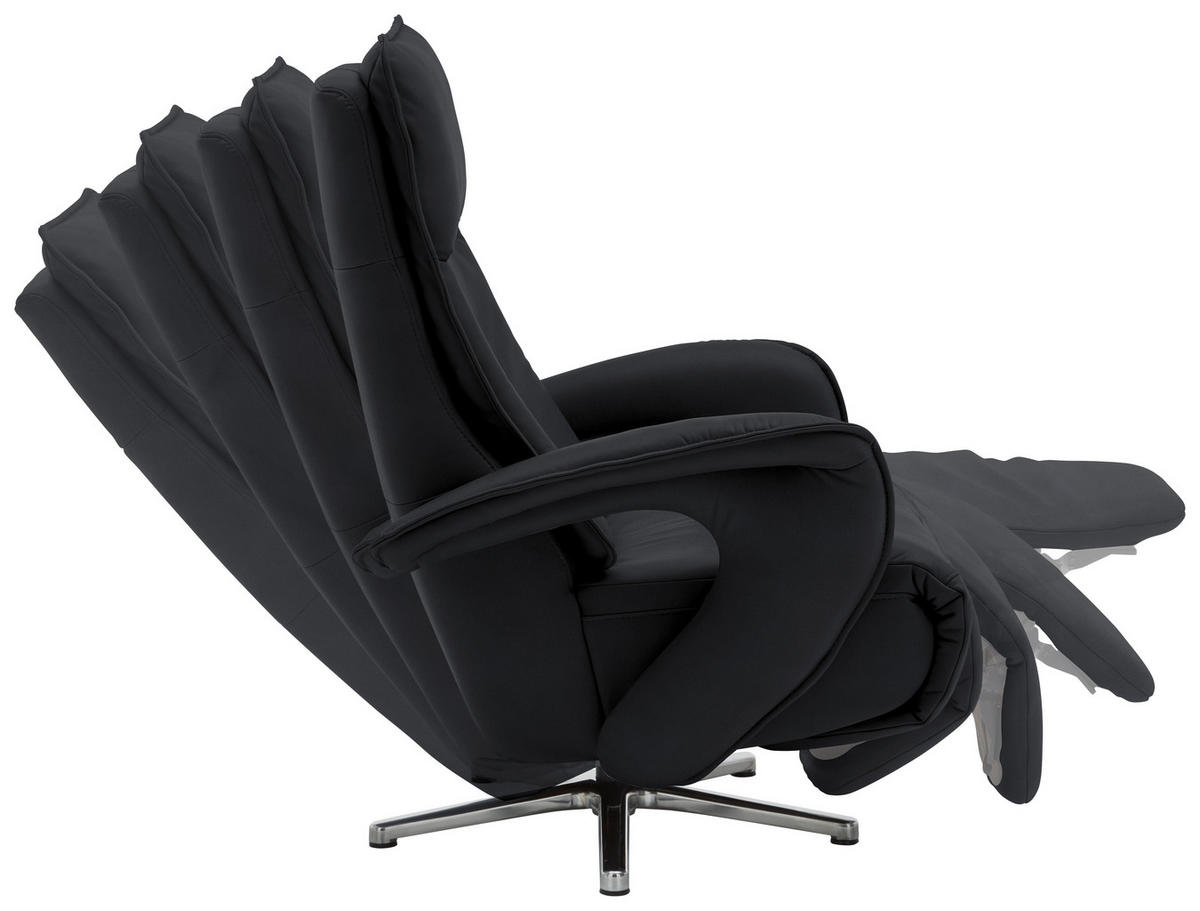 RELAXSESSEL in Leder Anthrazit  - Chromfarben/Anthrazit, Design, Leder/Metall (77/110/87cm) - Valdera
