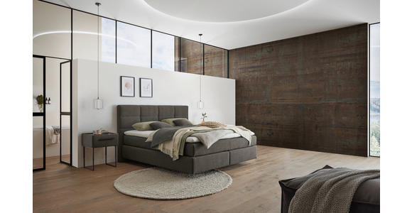 BOXSPRINGBETT 180/200 cm,  in Braun, Topper, Matratzen, unterschiedliche Matratzenhärtegrade je Bettseite, H2 + H3 = mittel + fest  - Schwarz/Braun, Design, Kunststoff/Textil (180/200cm) - Dieter Knoll