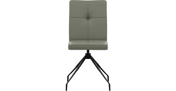 STUHL  Lederauswahl, Sitzfläche 180° drehbar  Echtleder  - Graugrün, Design, Leder/Metall (45/96/58cm) - Moderano