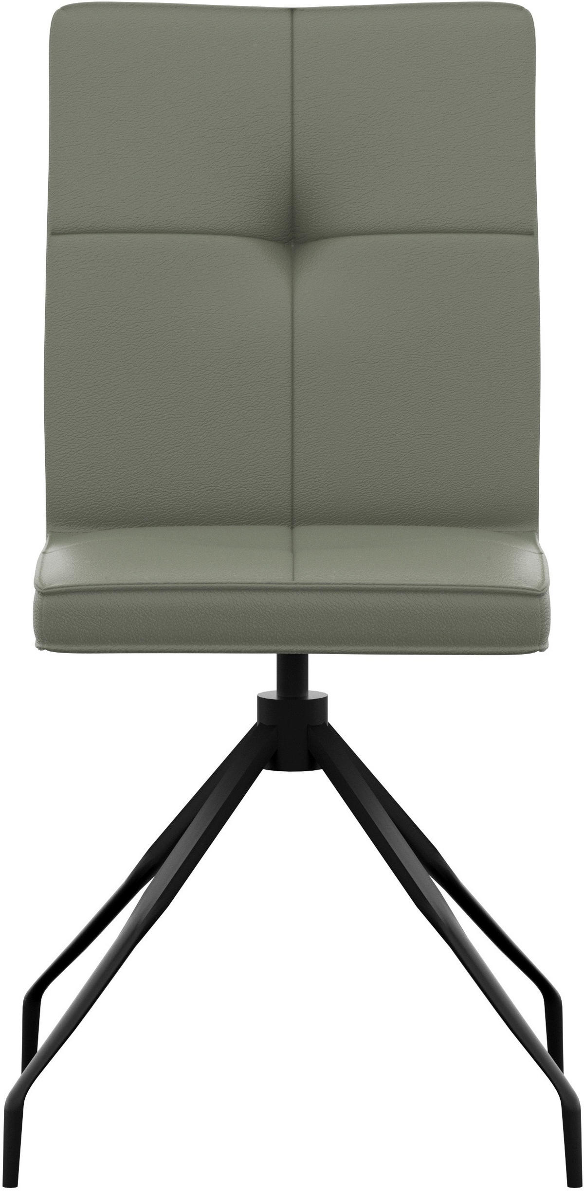 STUHL Echtleder Graugrün  - Graugrün, Design, Leder/Metall (45/96/58cm) - Moderano