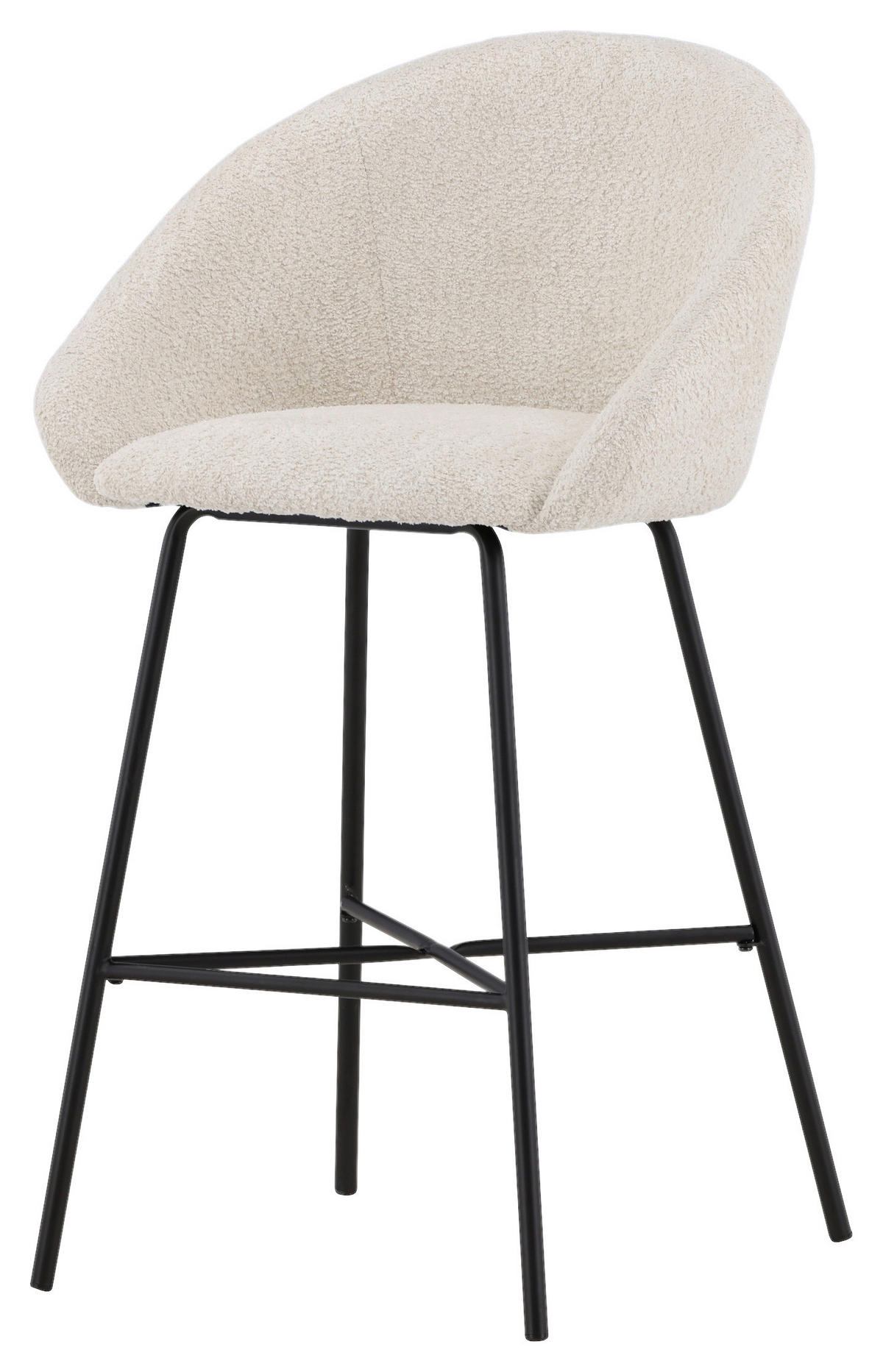 BARHOCKER-SET Teddystoff Schwarz, Weiß Stahl  - Schwarz/Weiß, Design, Textil/Metall (59/96/54cm) - Livetastic