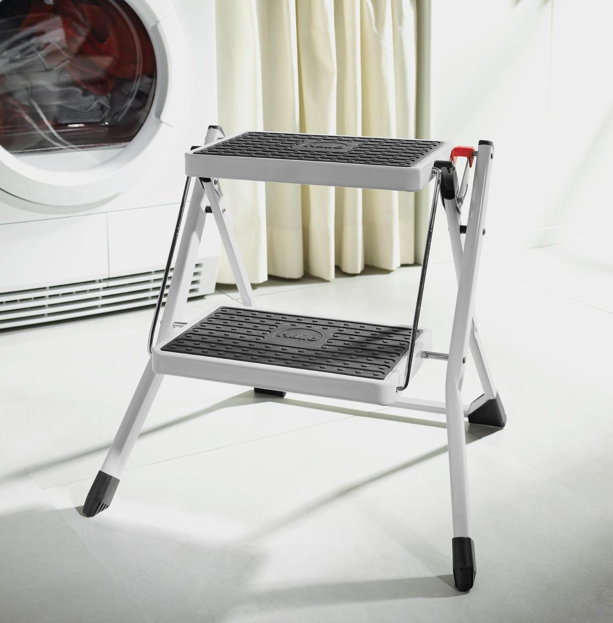 KLAPPTRITTLEITER - Schwarz/Weiß, Basics, Kunststoff/Metall (49/45/49cm) - Hailo