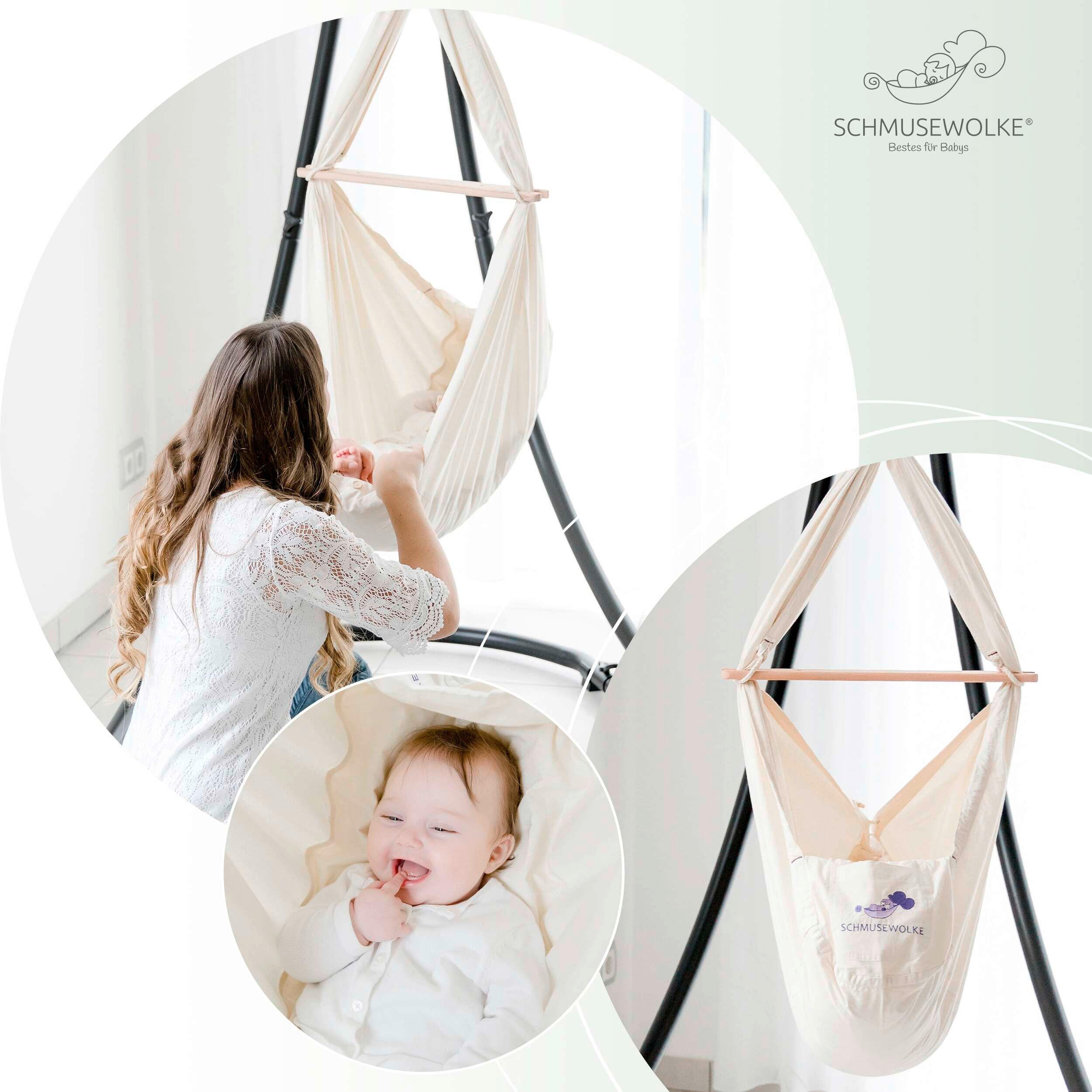 FEDERWIEGE   - Anthrazit/Hellgrau, Basics, Kunststoff/Textil (135/194/135cm) - SCHMUSEWOLKE