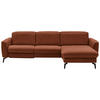 ECKSOFA in Echtleder Cognac  - Cognac/Schwarz, Natur, Leder/Metall (281/168cm) - Valdera