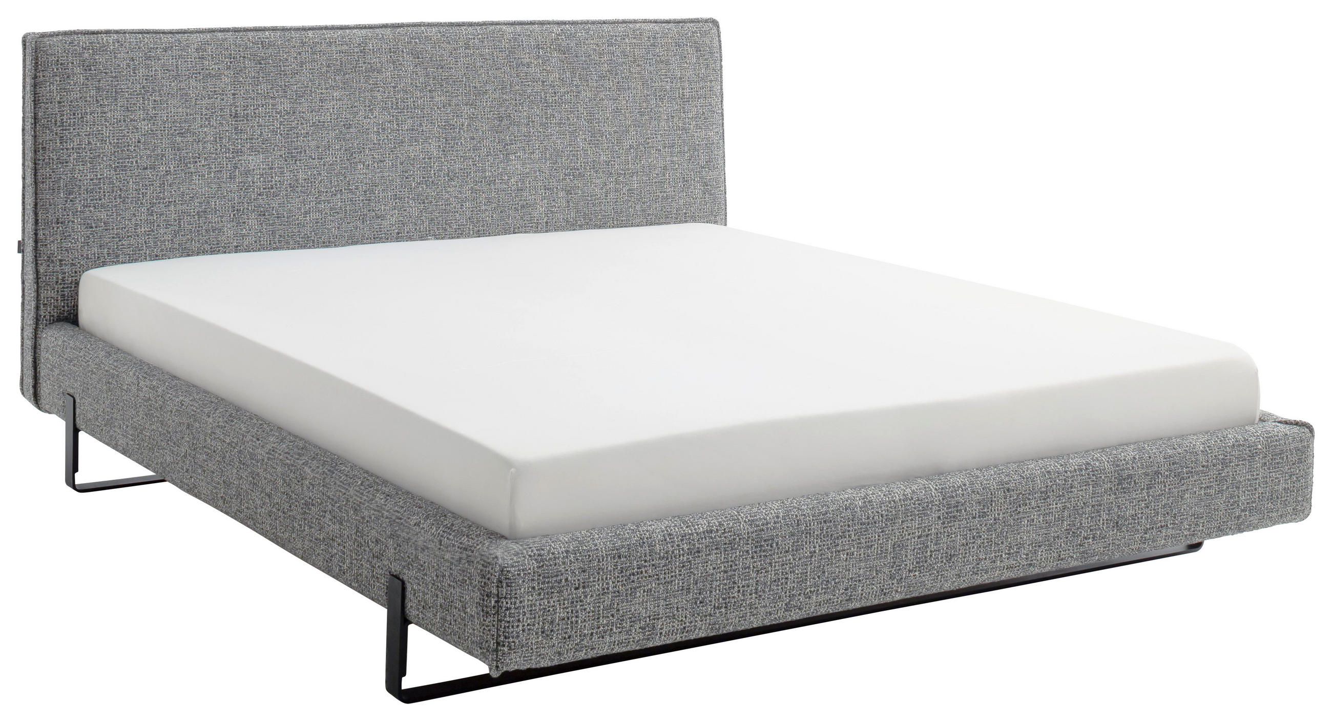 POLSTERBETT 180/200 cm  Schwarz, Weiss  - Weiss/Schwarz, Design, Textil/Metall (180/200cm) - MID.YOU