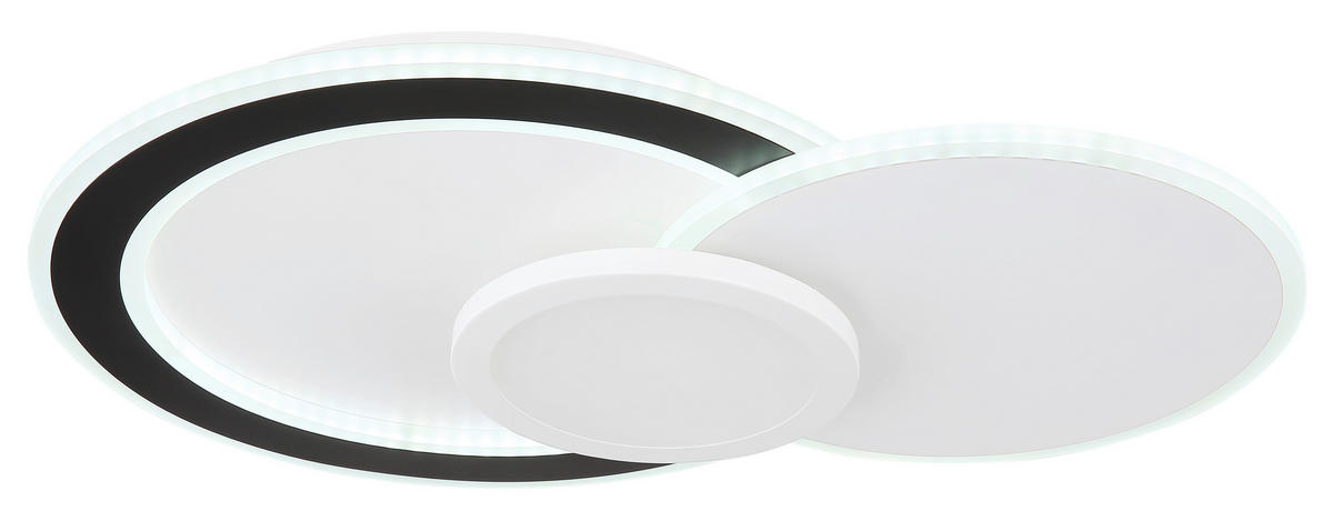LED-DECKENLEUCHTE Gisell 57,5/40/8,5 cm   - Opal/Schwarz, Trend, Kunststoff/Metall (57,5/40/8,5cm) - Globo