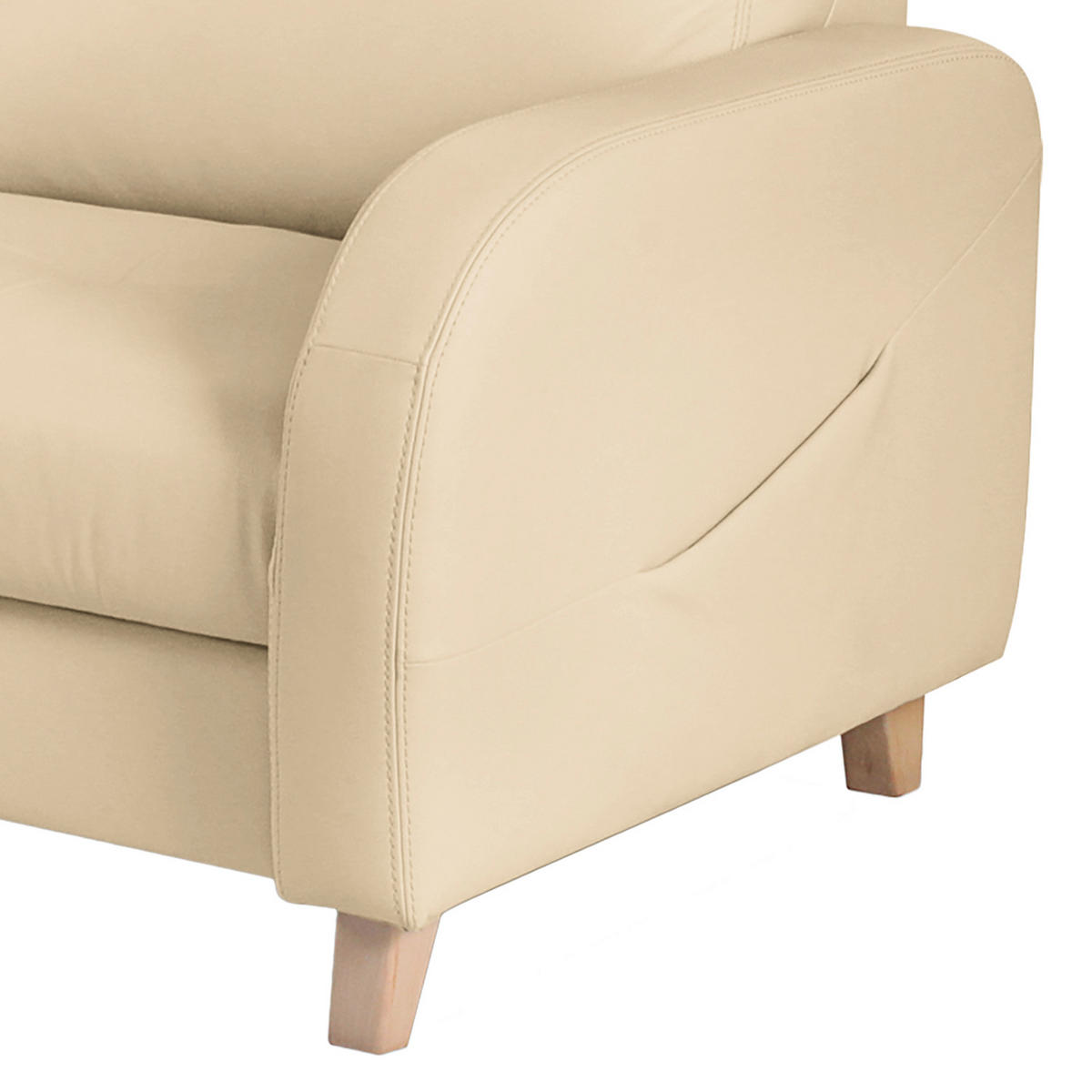 ECKSOFA Lederlook Echtleder Beige  - Beige/Buchefarben, Design, Leder/Holz (168/227cm) - Livetastic