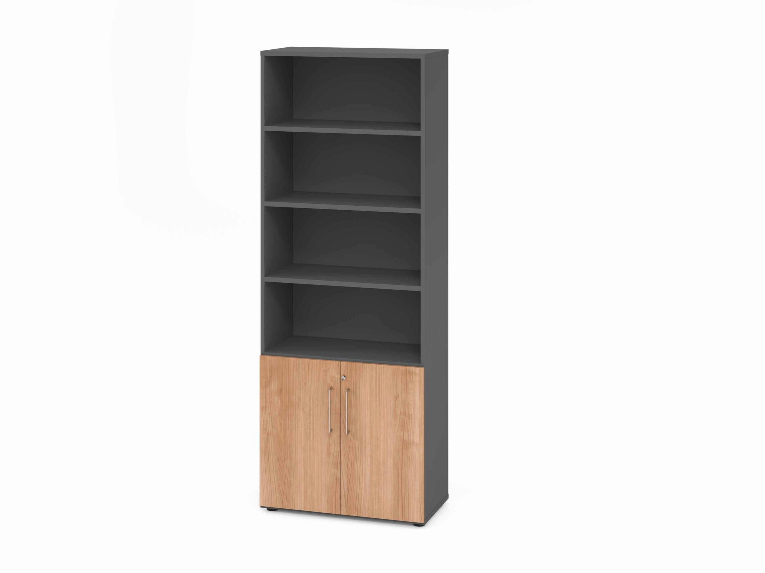 AKTENSCHRANK Graphitfarben, Nussbaumfarben  - Nussbaumfarben/Graphitfarben, Basics, Holzwerkstoff (80/215,6/41,7cm) - Venda