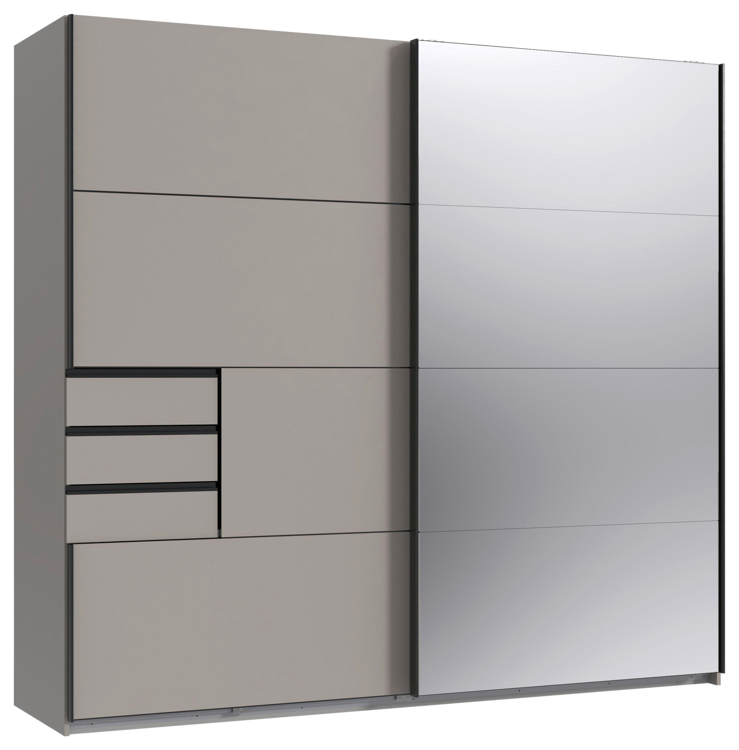 SCHWEBETÜRENSCHRANK 225/208/64 cm 2-türig Graphitfarben, Grau, Sahara  - Schwarz/Graphitfarben, Design, Glas/Holzwerkstoff (225/208/64cm) - Carryhome