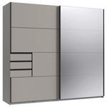 SCHWEBETÜRENSCHRANK 225/208/64 cm 2-türig Graphitfarben, Grau, Sahara  - Schwarz/Graphitfarben, Design, Glas/Holzwerkstoff (225/208/64cm) - Carryhome