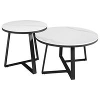 COUCHTISCHSET rund Weiß  - Schwarz/Weiß, KONVENTIONELL, Stein/Metall (69/69/39,5cm) - MID.YOU