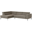 ECKSOFA Graubraun Feincord  - Graubraun/Schwarz, Design, Textil/Metall (205/280cm) - Xora
