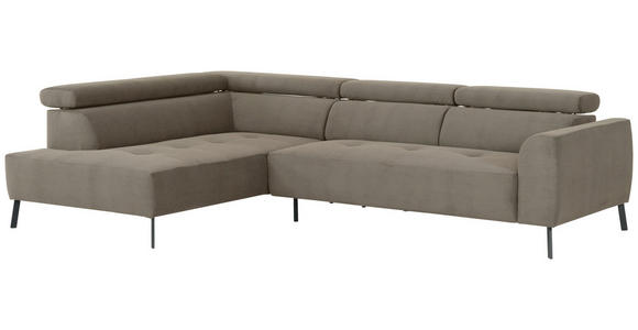 ECKSOFA Graubraun Feincord - Graubraun/Schwarz, Design, Textil/Metall (205/280cm) - Xora