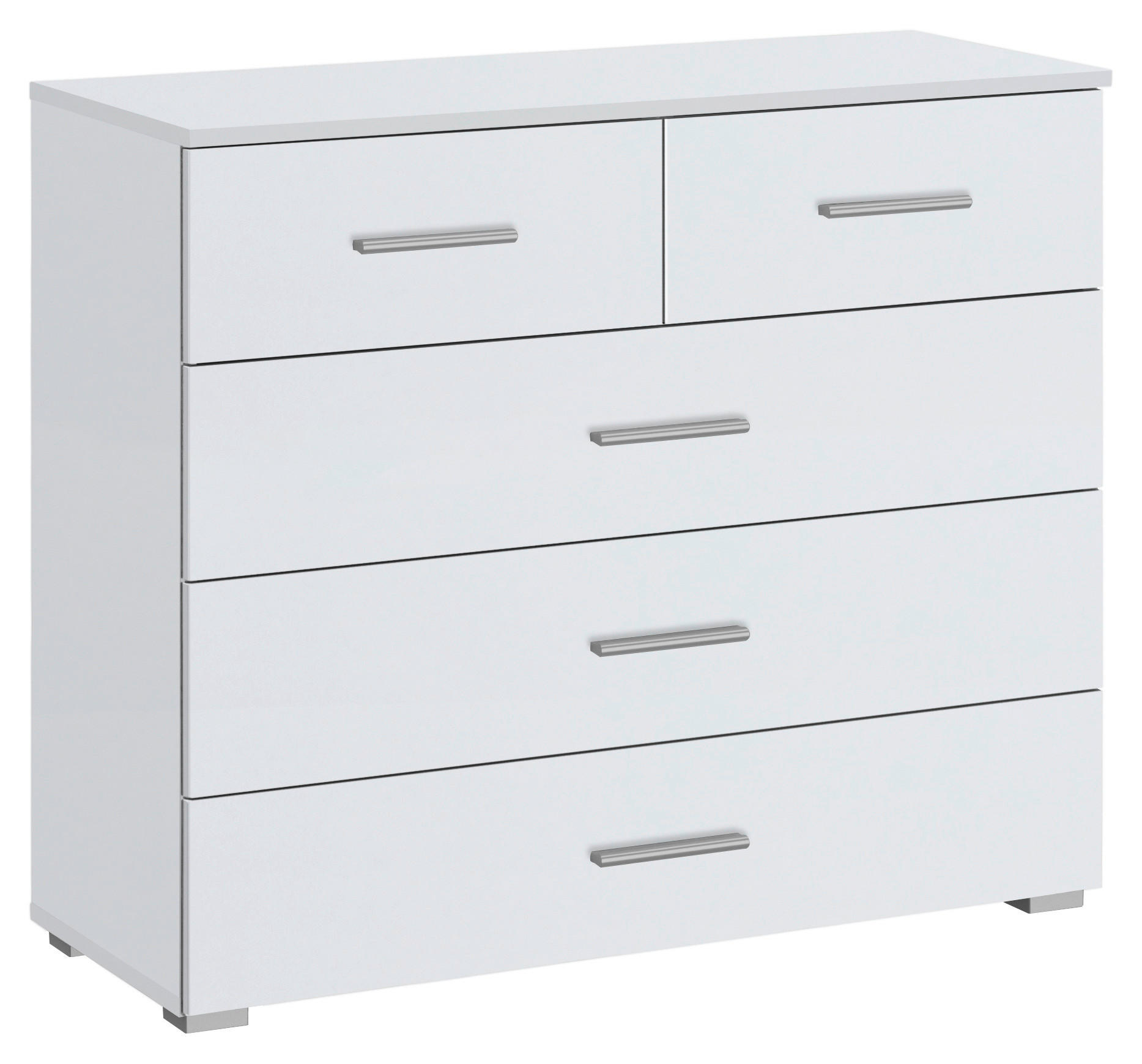 KOMMODE 93/81/42 cm  in Weiss  - Weiss/Alufarben, Basics, Holzwerkstoff/Kunststoff (93/81/42cm) - Xora