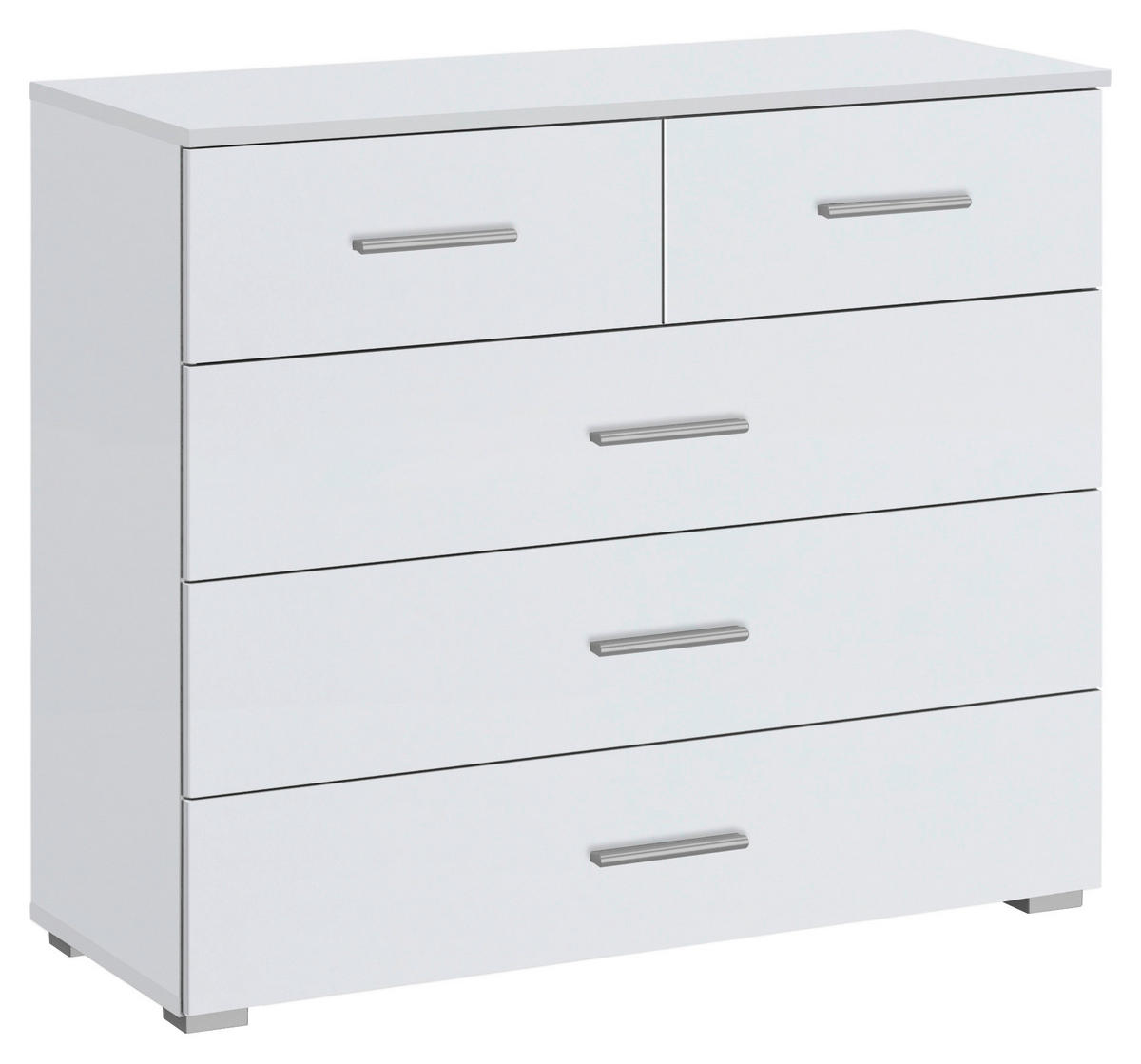 KOMMODE 93/81/42 cm  in Weiss  - Weiss/Alufarben, Basics, Holzwerkstoff/Kunststoff (93/81/42cm) - Xora